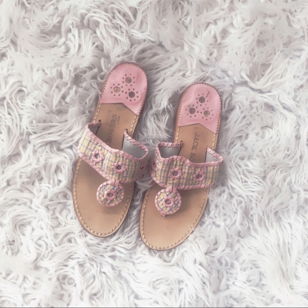 • Jack Rogers • Navajo Sandals Plaid Pastel Pink 7